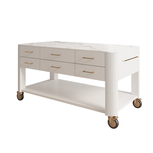 DRIXNO Weißer Sideboard Küchenschrank - Modernes Buffet Mit Hochglanztüren & Verstellbaren Regalen 105x45x185cm