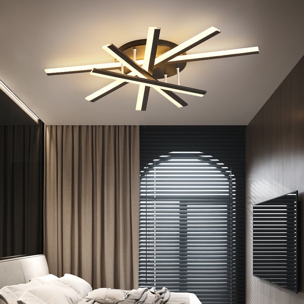 5Light Black LED Modern Semi Flush Mount LED Acrylic Ceiling Lights