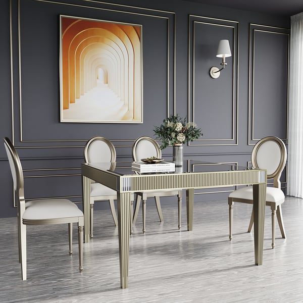 Traditional 1200mm Square Mirrored Dining Table For 8 People Gold Solid 