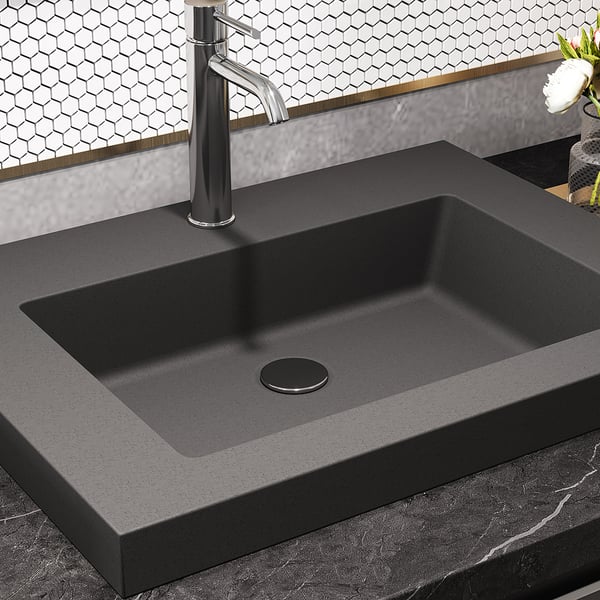 23"Rectangular Concrete Gray Dropin Bathroom Sink Homary