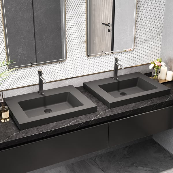 23"Rectangular Concrete Gray Dropin Bathroom Sink Homary