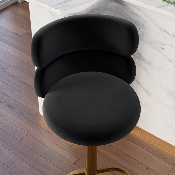 Free Shipping on Black Velvet Swivel Bar Stool with Full Back