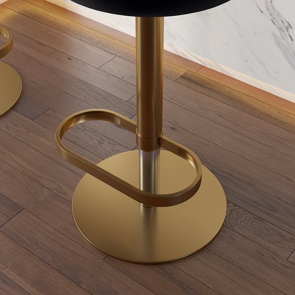 Black Velvet Swivel Bar Stool with Full Back Adjustable Counter Height