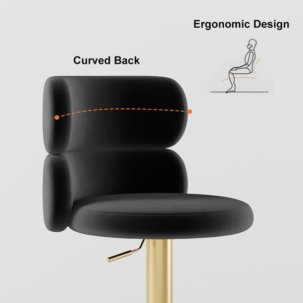 Free Shipping on Black Velvet Swivel Bar Stool with Full Back