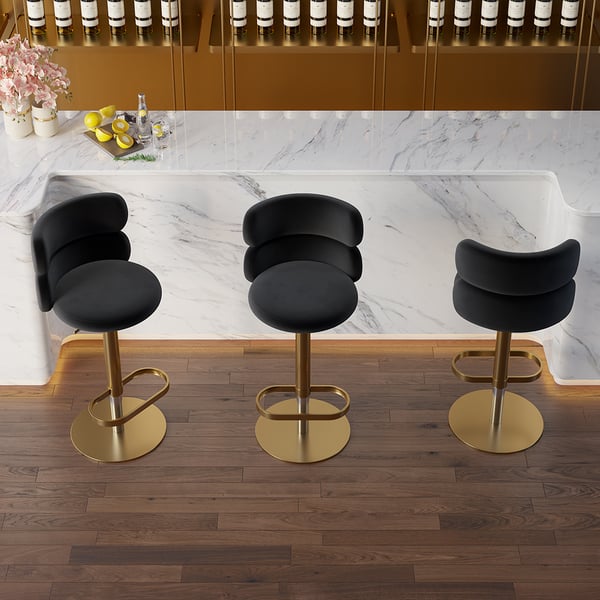 Free Shipping on Black Velvet Swivel Bar Stool with Full Back