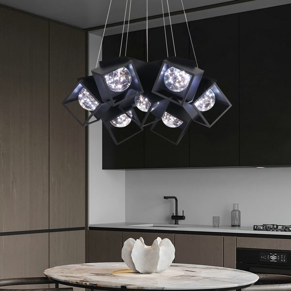 Nordic 7Light LED Black Cluster Pendant Chandelier Light with Glass