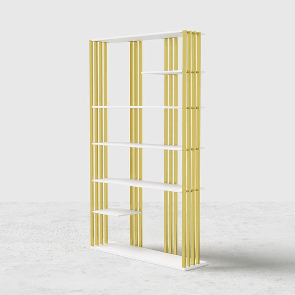 78" Modern Steel Etagere Bookshelf Display Shelving 6Shelf White Tall