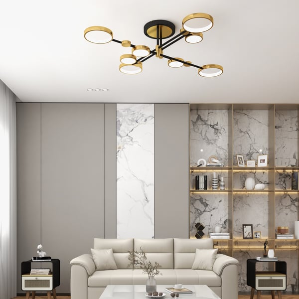 Nordic Style Semi Flush Mount Lighting Gold/Black Ceiling Light Fixture ...