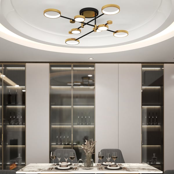 Nordic Style Semi Flush Mount Lighting Gold/Black Ceiling Light Fixture ...