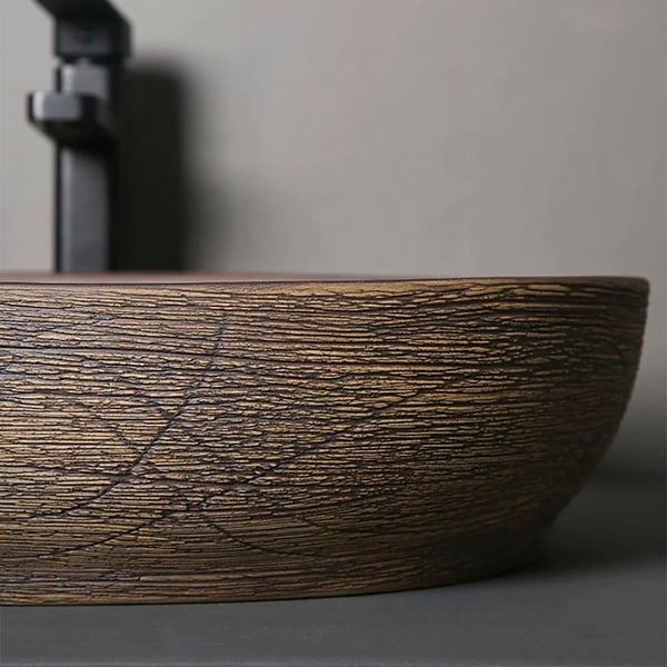 Ceramic Oval Bathroom Vessel Sink Retro WashbasinHomary