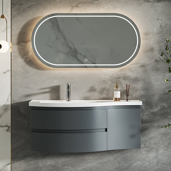 Floating Curved Bathroom Vanity Wall Mounted HalfCircle Bathroom Homary UK