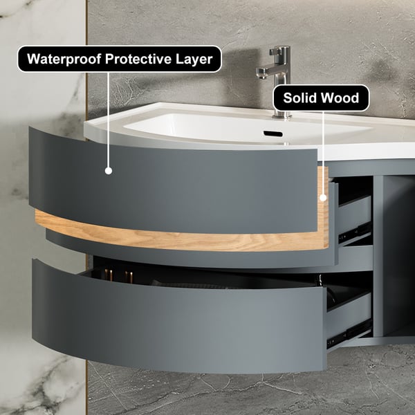 Floating Curved Bathroom Vanity Wall Mounted HalfCircle Bathroom