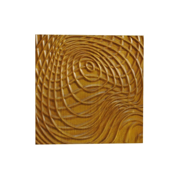 23.6" Abstract Geometric Square 3D Carved Wood Wall Art Home Sculpture Decor in Natural Homary