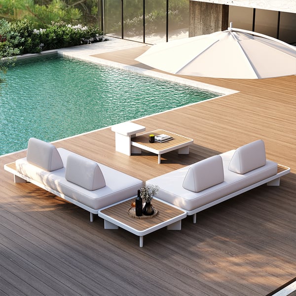 Free Shipping on 5 Pieces Modern L Shape Outdoor Sectional Sofa Set