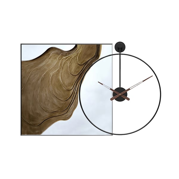 Modern Square & Round Wall Clock Canvas Painting Decor Art With Wood