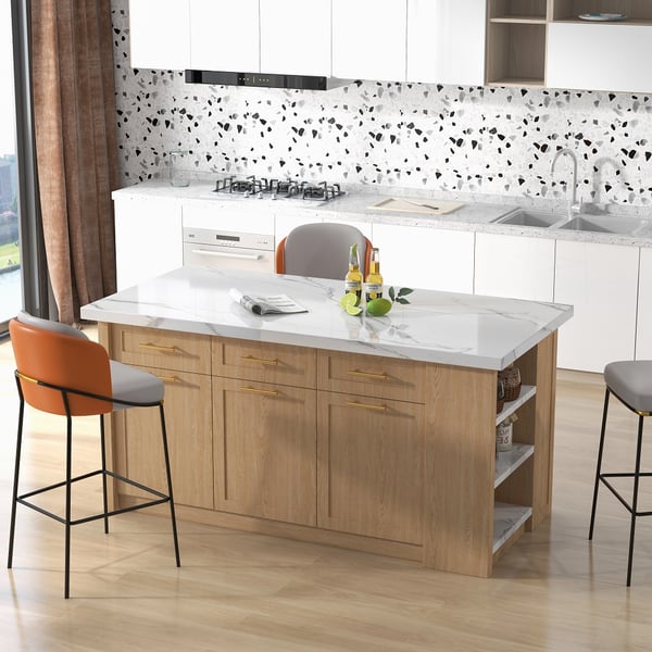 Free Shipping on 72" Large Natural Kitchen Island with Storage Modern ...