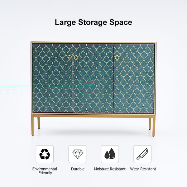 Free Shipping on Modern Scale Patterned Sideboard Buffet with Doors & Shelves in Medium