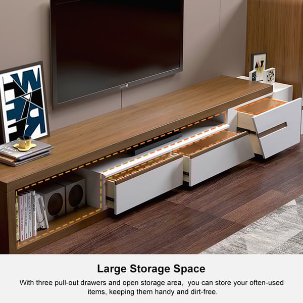 Free Shipping on Modern Extendable TV Stand White & Walnut with Storage