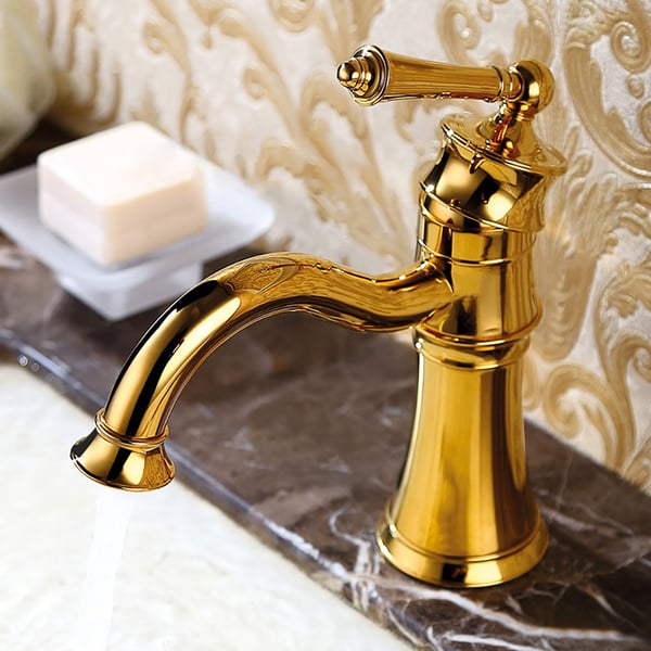 Single Hole Antique Brass Bathroom Sink Faucet Single Handle in Gold ...