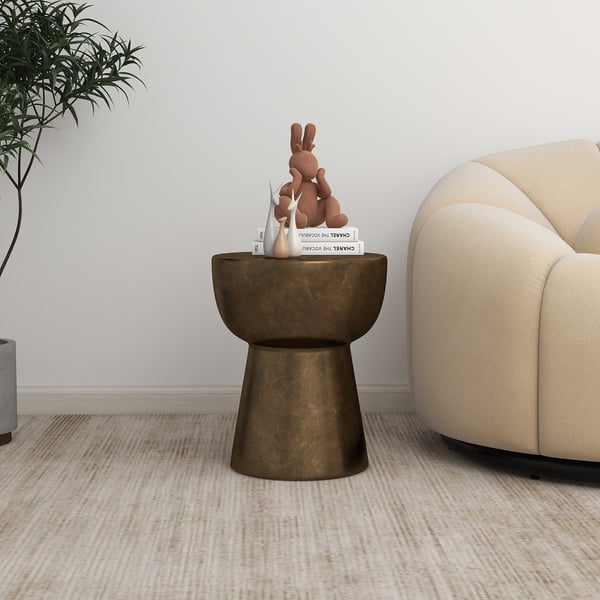 Antique Bronze Modern Round End Table Living Room Unique | Homary