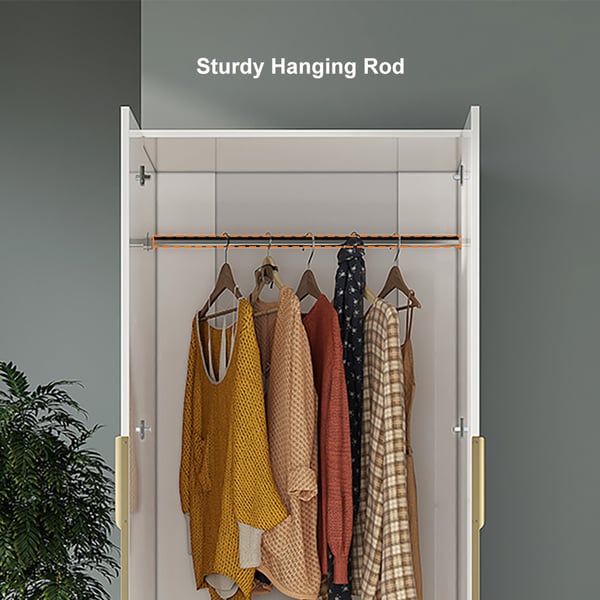 Free Shipping on Aro Modern White Tall Wardrobe with Storage Bedroom