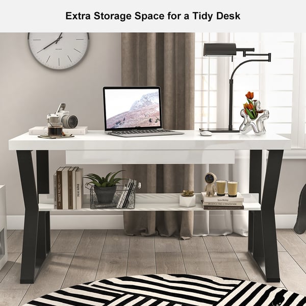 Free Shipping on 39" White Rectangular Writing Desk Computer Desk with