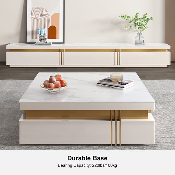 Free Shipping on Trimied 43" Modern White Square Storage Coffee Table