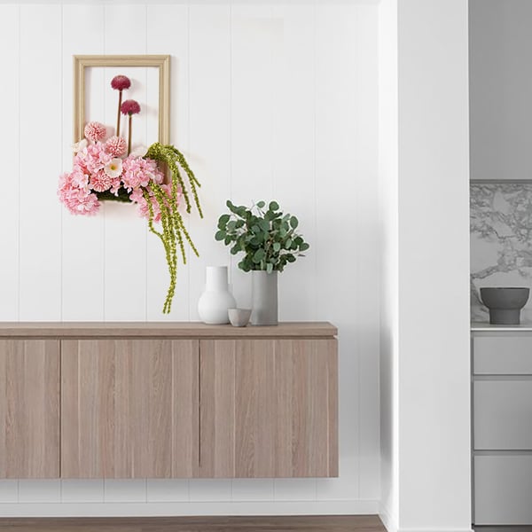 Pink Fake Flower Arrangements Wall Hanging Decoration Artificial Silk