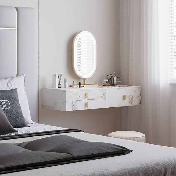 Free Shipping on Modern White Floating Makeup Vanity Set Dressing Table