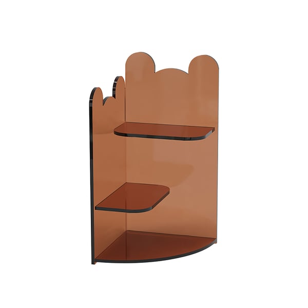 3Tier Amber Acrylic Desk Corner Shelf Abstract Clear Organizer Storage