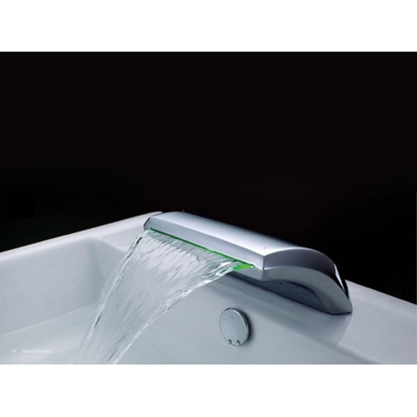 Stainless Steel Waterfall Threecolor LED Roman Tub Filler Faucet in