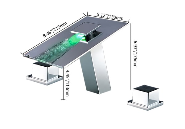 Modern LED Waterfall Single Handle One Hole Waterfall Bathroom Sink ...