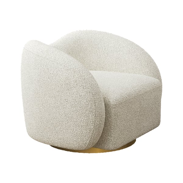 Modern White Swivel Accent Chair Cloud Boucle Lounge Chair-Homary