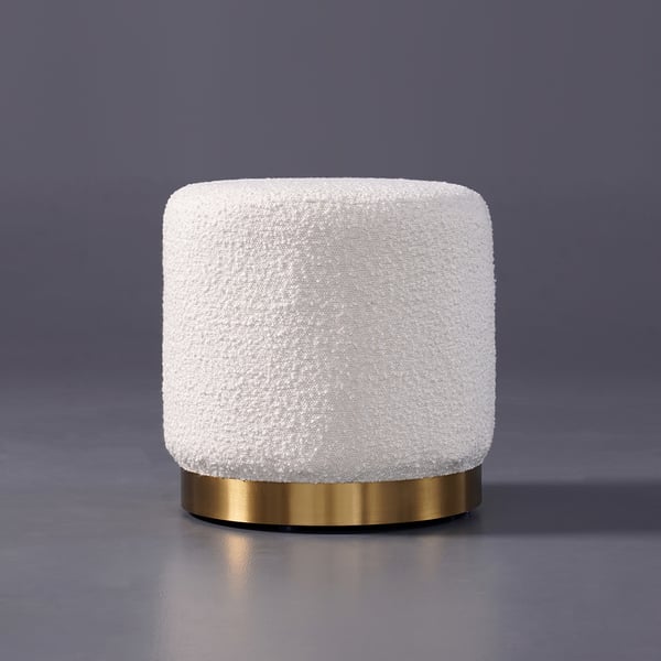 Free Shipping on Modern White Round Lamb Wool Vanity Stool Makeup Stool｜Homary