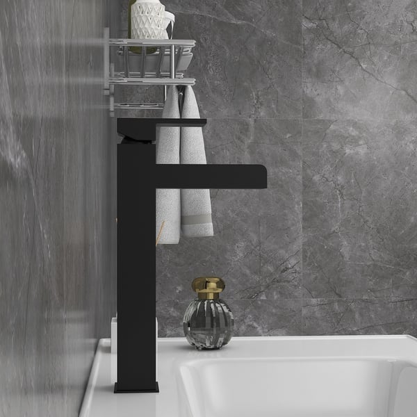 Robinet de Lavabo Mural Moderne Noir Mat en Laiton Massif Robinet de Lavabo Mural Moderne Noir Mat en Laiton Massif