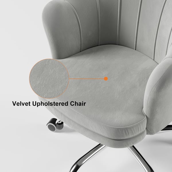 Free Shipping on Grey Modern Swivel Office Chair Velvet Upholstered