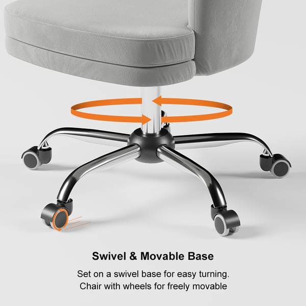 Free Shipping on Grey Modern Swivel Office Chair Velvet Upholstered