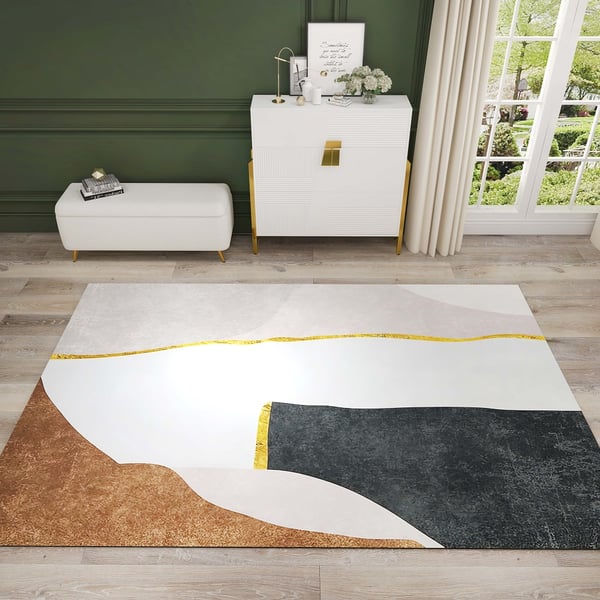 Modern Abstract Geometric Faux Cashmere Indoor Area Rug 6' x 9' Living