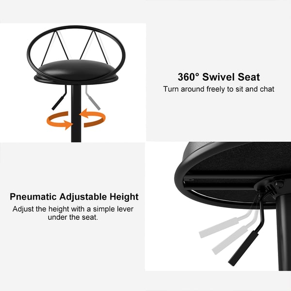 Free Shipping on Modern Upholstered Adjustable Height Swivel Black Bar