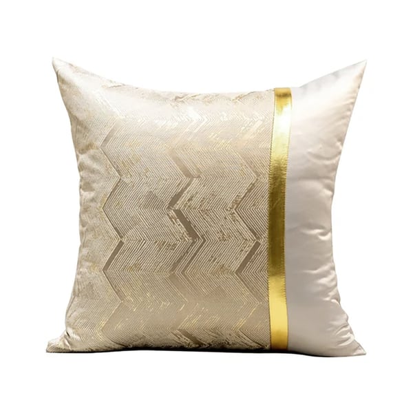 18'' x 18'' Modern White & Gold Throw Pillow Cover PU Leather Cushion