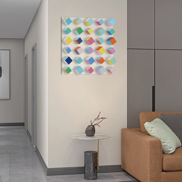 Art mural abstrait géométrique 3D acrylique de 600 mm, décoration ...