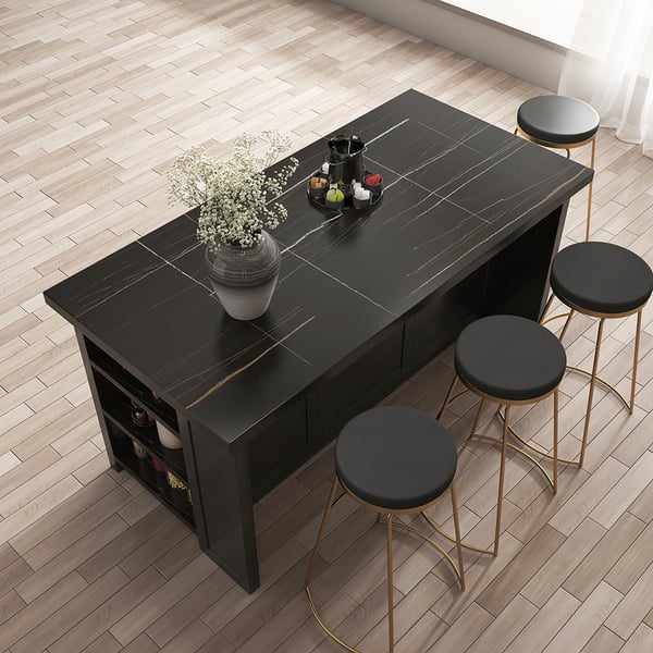 1830mm Large Black Kitchen Island with Storage Modern Kitchen