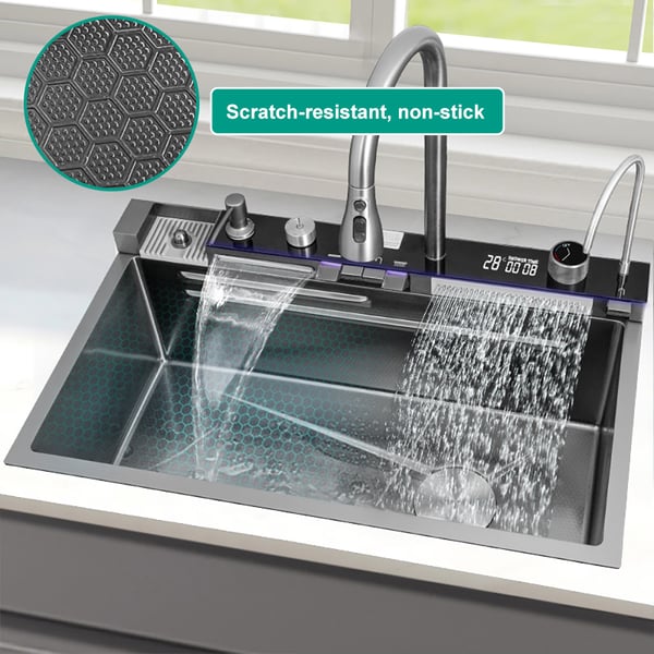 Sarlai Küchenspüle Aus Edelstahl – 84,6 Cm Einbauspüle, 16 Gauge, Mit Schneidebrett & Ablaufkorb