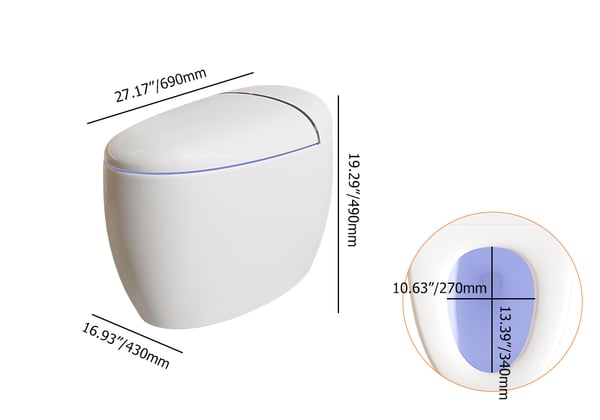 Modern Glossy White Egg Shape Toilet - 1.28 GPF Single Flush Ceramic One-Piece Design