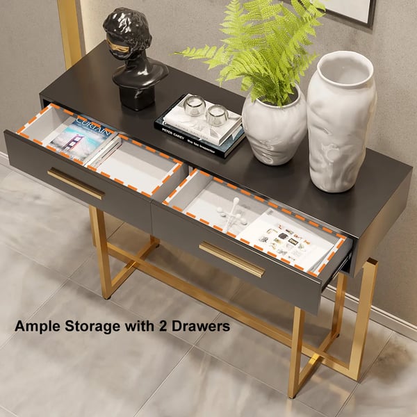 Free Shipping on 47.2" Modern Narrow Black Console Table with Storage ...