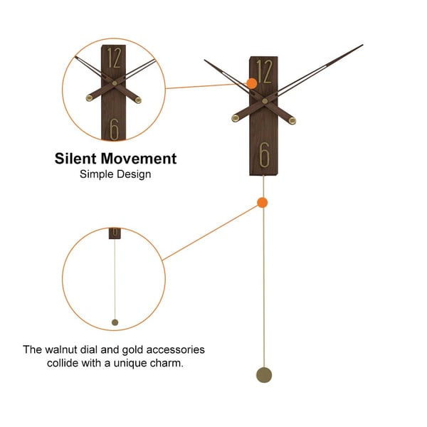 Free Shipping on Modern Large Decorative Wall Clock Rectangle Walnut