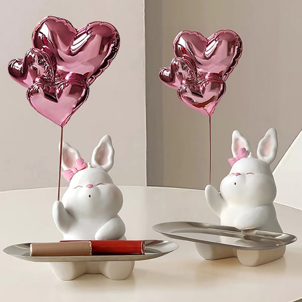 Generic Adorable statue d'ours avec plateau de rangement pour clés pour entrée, salon, blanc