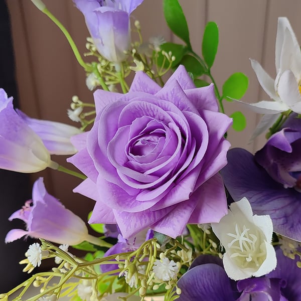 Purple Artificial Flower Arrangement in Gold Vase Fake Flower Dining Table Centerpiece Homary