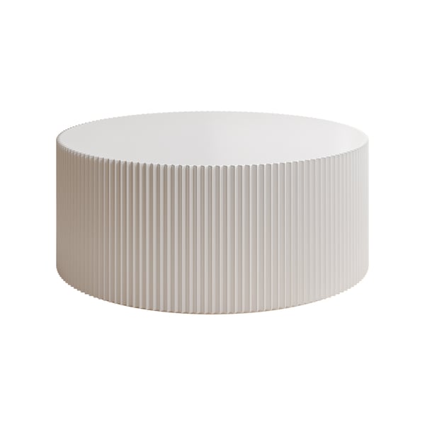 Modern Round Fluted White Coffee Table Homary