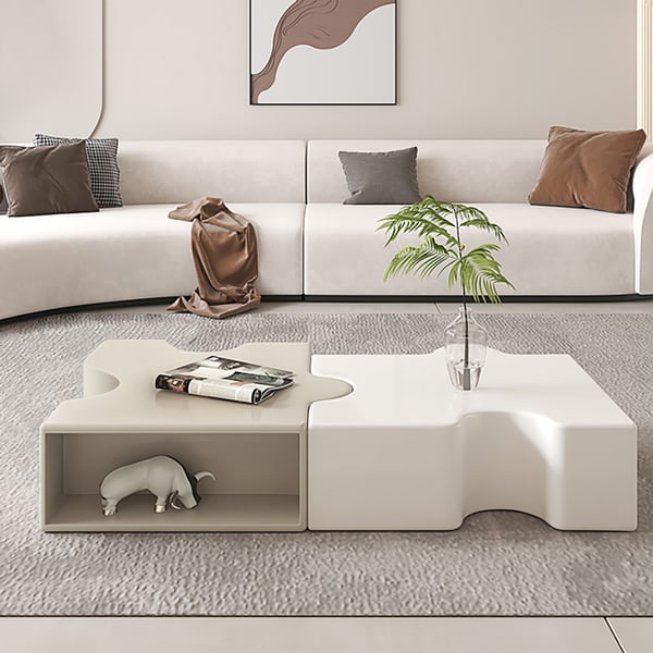 Modern Abstract Modular Coffee Table 2 Piece Puzzle Shape Homary